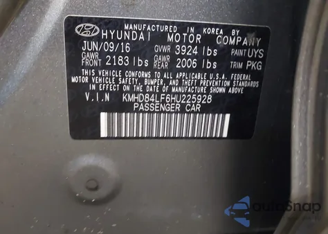 2017 Hyundai Elantra Se z USA, uszkodzony, nr VIN KMHD84LF6HU225928